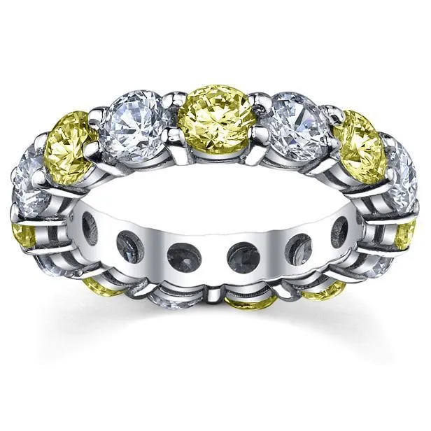 Yellow Sapphire Diamonds Eternity Ring 5.00cttw