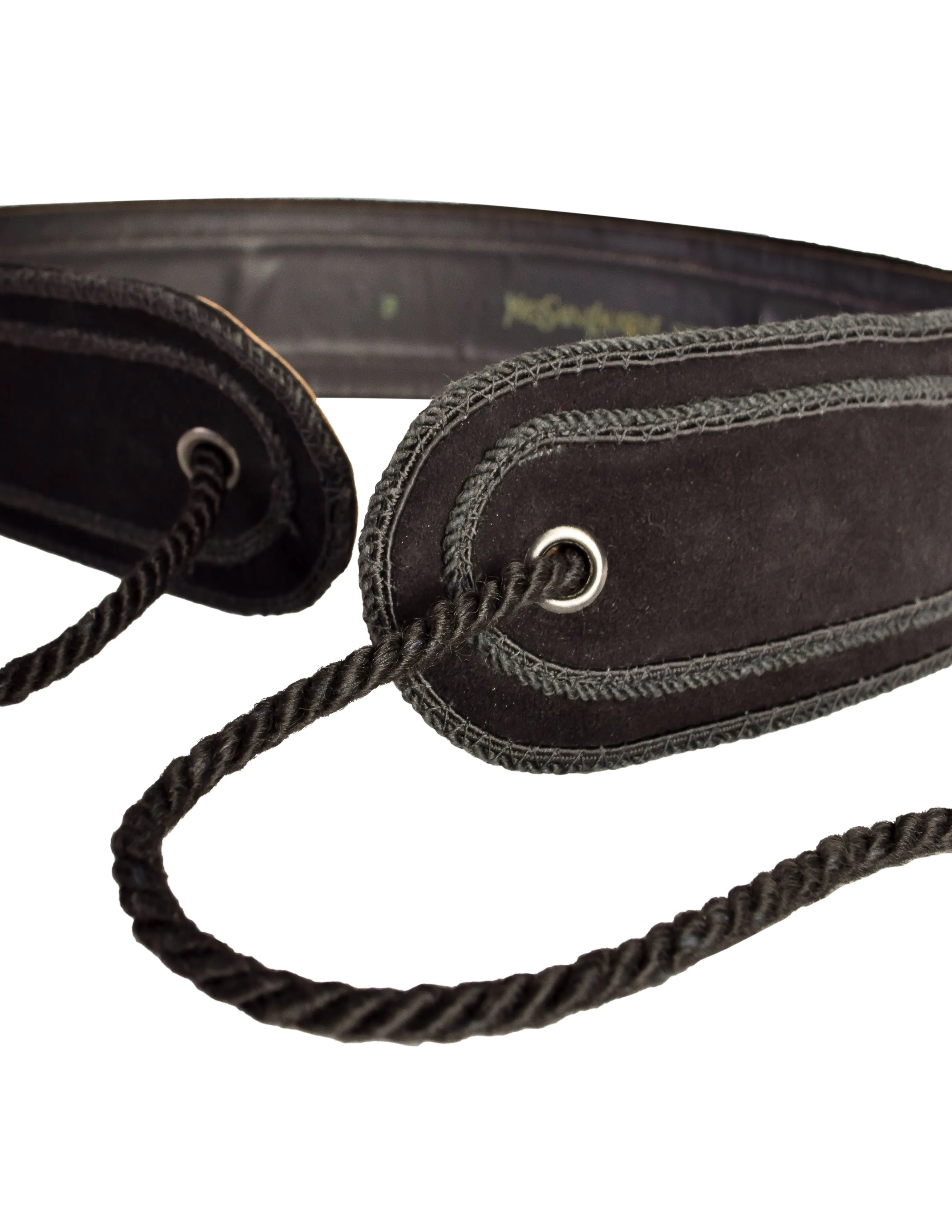 Yves Saint Laurent Vintage 1976 Russian Collection Black Suede Tie Belt